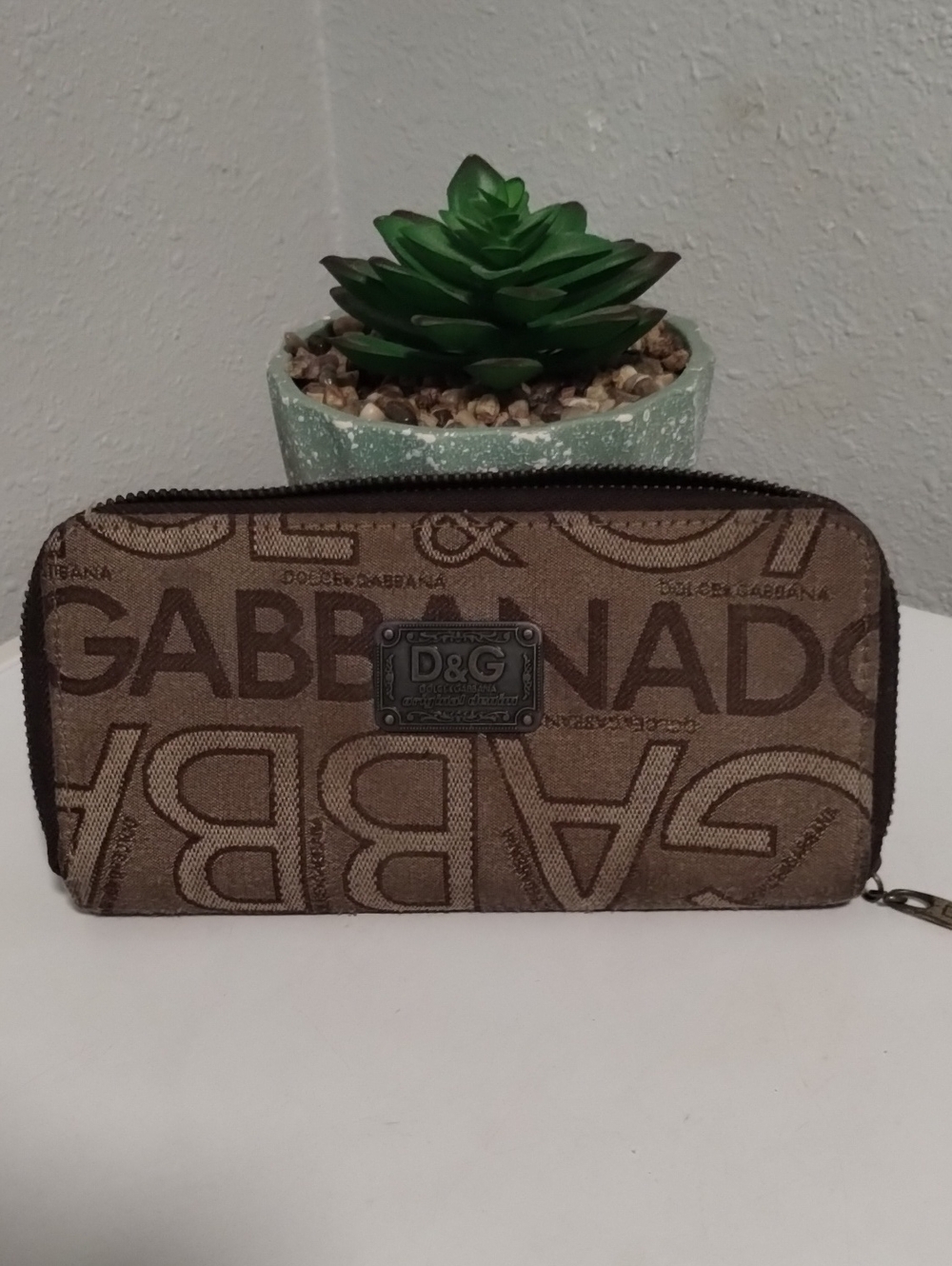 Dolce & Gabbana Brown Logo Zip-Around Wallet